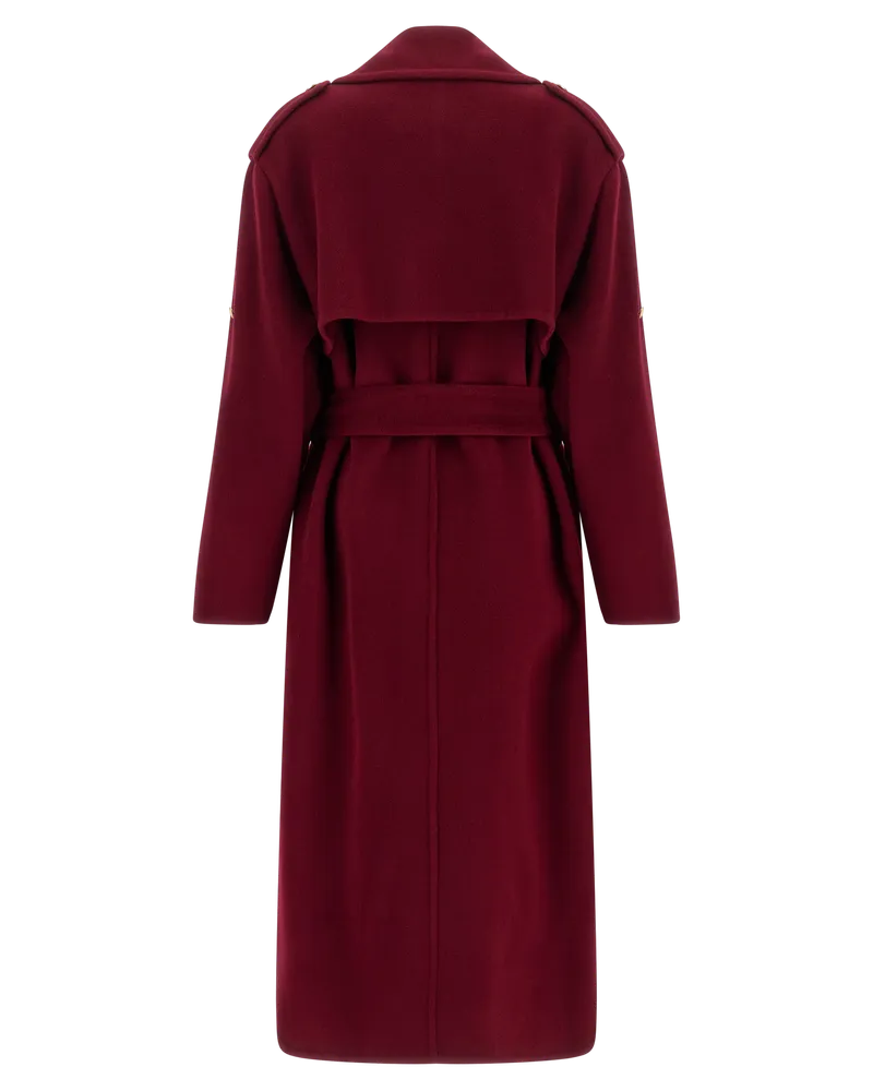 Alberta Ferretti Women's Multicolor Wool Coat Clothing Burgundy
