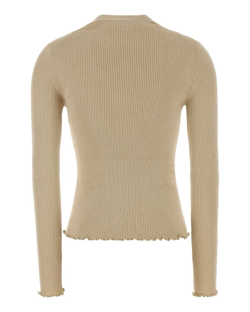 Alaïa Women's Sand Knit Top Ecru Exterior: Silk Nylon Elastane Maglie Sweater Beige
