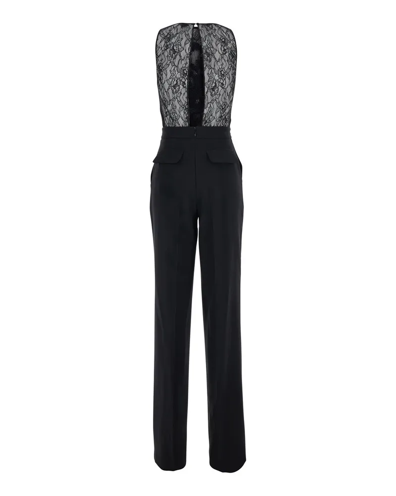 Elisabetta Franchi Women's Jumpsuit Sleeveless Black Lace Polyester Jumpsuits Dress Black