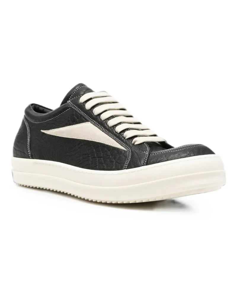 Rick Owens Men's Sneakers Vintage Low En Cuir Noir Et Blanc Black Black