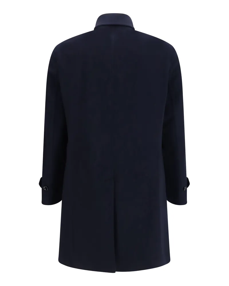 LARDINI Single-Breasted Wool Coat — Navy Navy