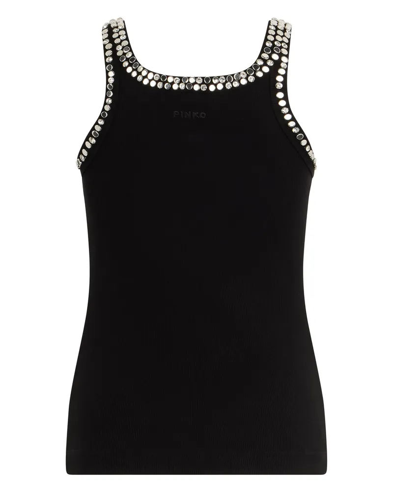 Pinko Jewel-Embellished Tank Top — Black Black