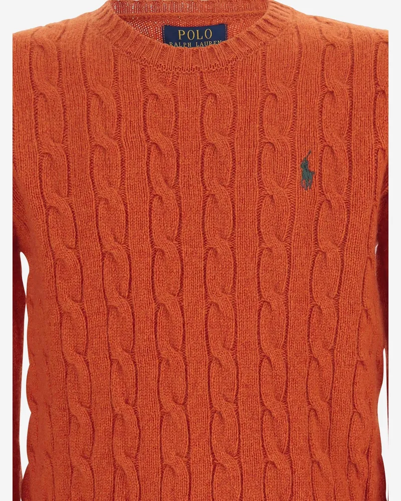 Ralph Lauren Boys' Sweater Wool And Cashmere Cable-Knit, Orange Orange