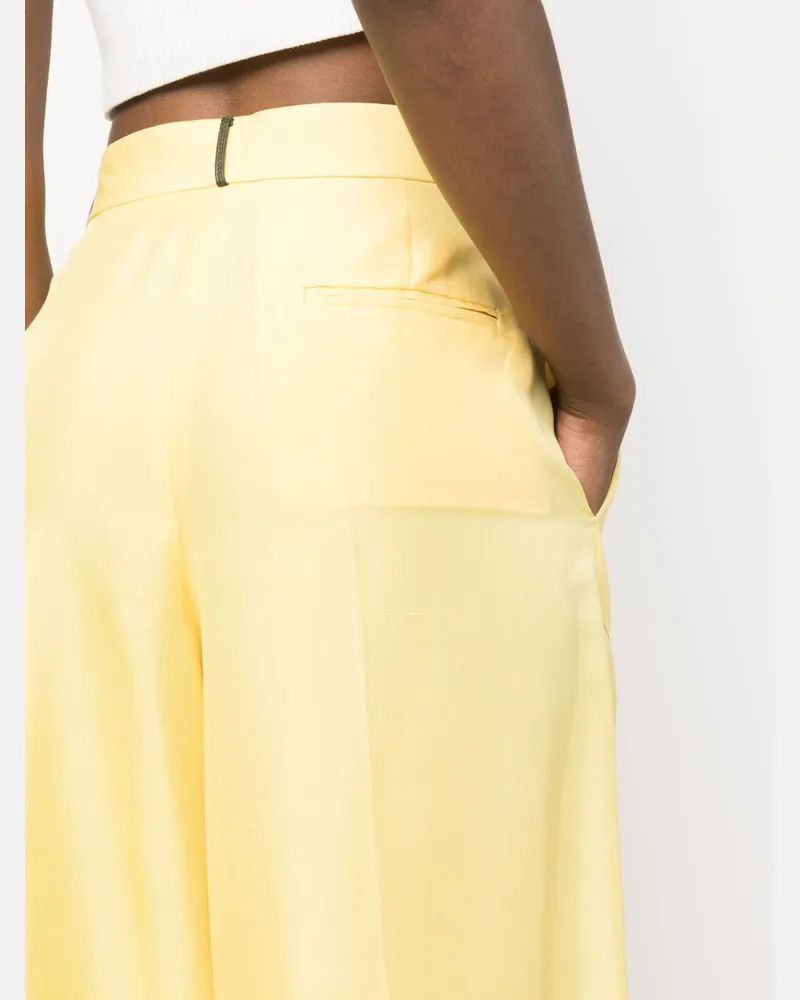 Bally Silk Wide-Leg Trousers — Yellow Yellow