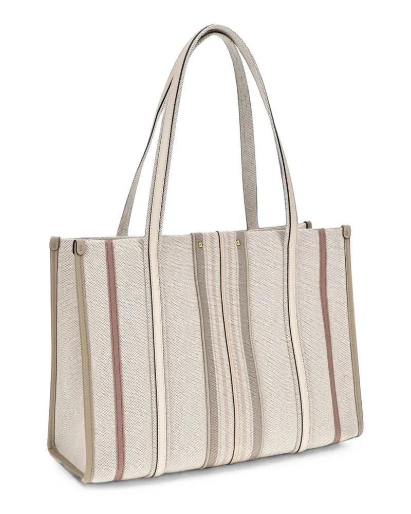Chloé Striped Linen Shoulder Bag — Cream Cream