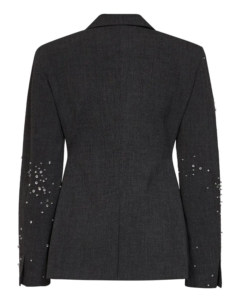 Des Phemmes Crystal-Embroidered Blazer — Grey Grey