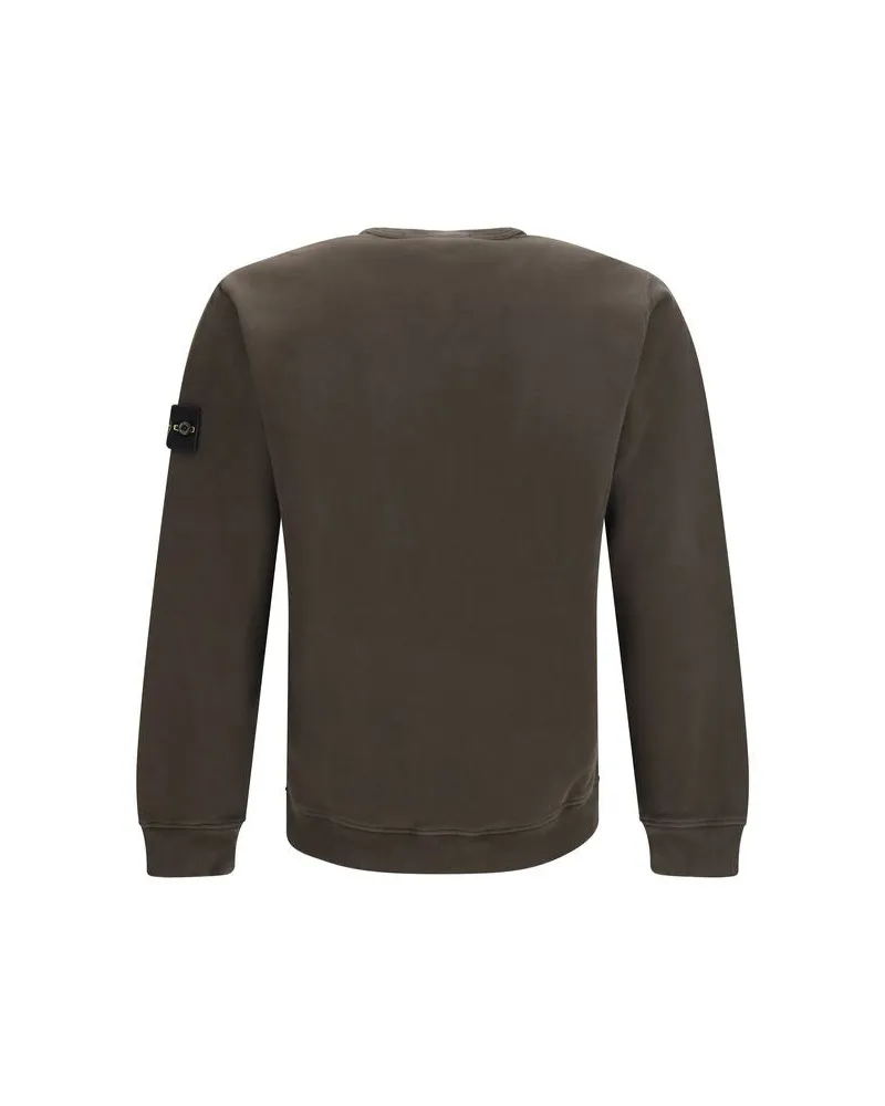 Stone Island Stretch Cotton Fleece Sweatshirt — Brown Brown