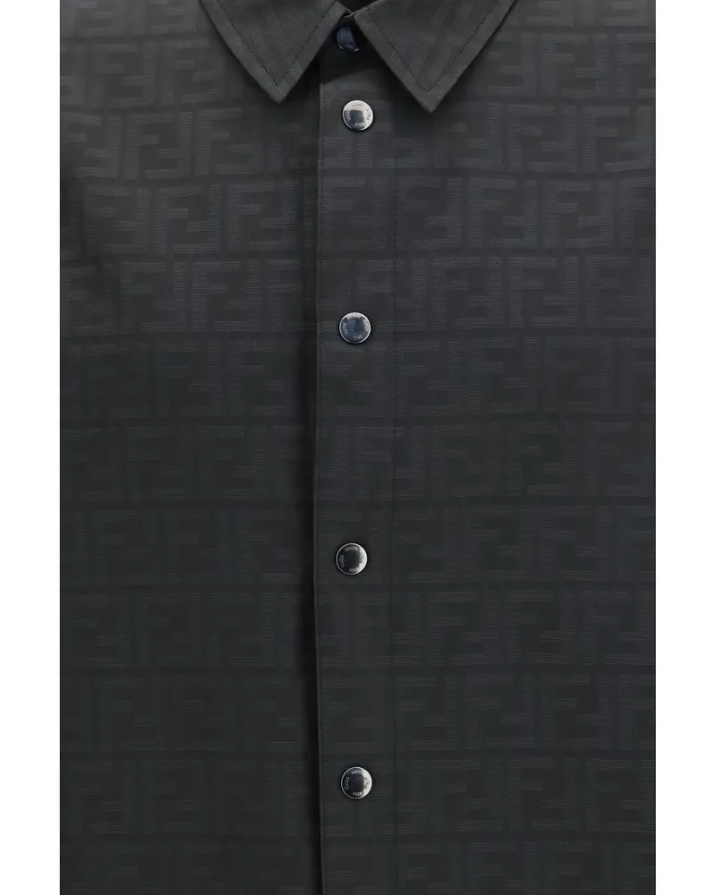 Fendi Men's Nylon Shirt Jacket With Ff Jacquard Black Polyester Black