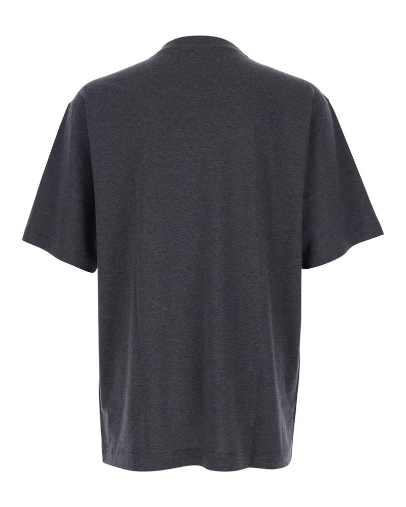 Dolce & Gabbana Men's Grey Crewneck T-Shirt With Logo Print Cotton T-Shirts And Polos Gray