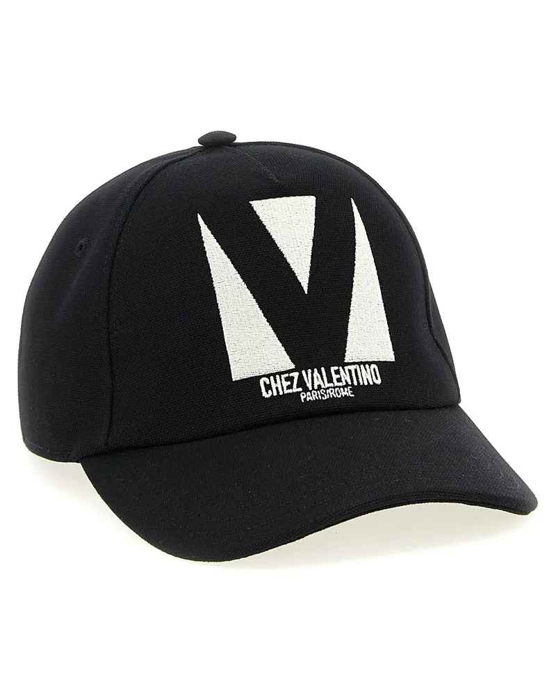 Valentino Garavani Logo-Embroidered Cotton Baseball Cap — Black Black