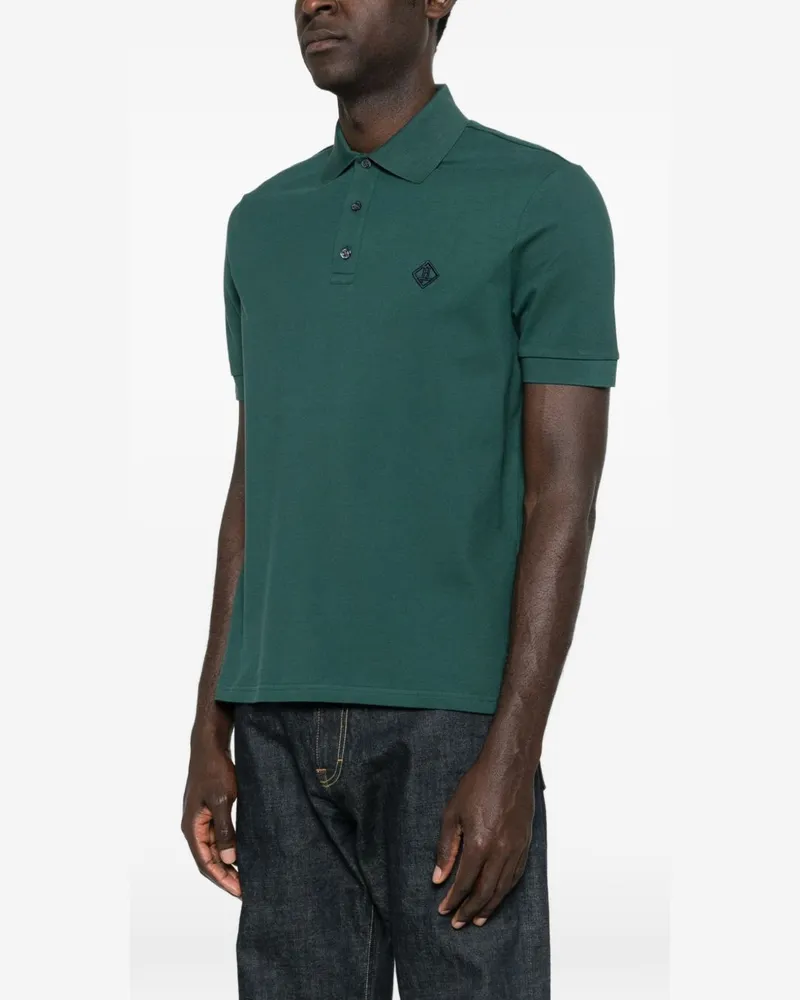 Herno Logo-Patch Cotton Polo Shirt — Green Forest