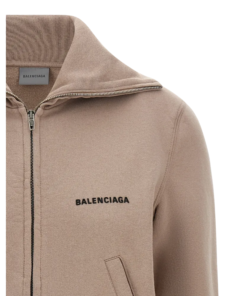 Balenciaga Slim Zip Sweatshirt — Beige Beige