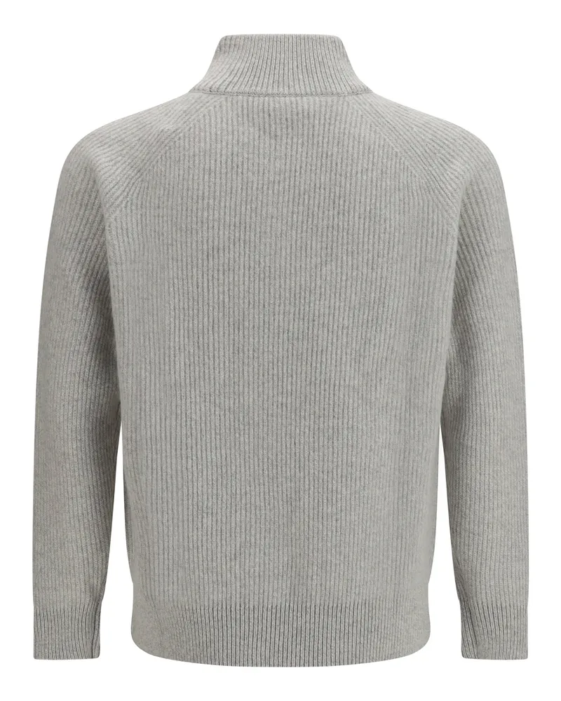 LARDINI Wool and Cashmere Zip Sweater — Gray Gray