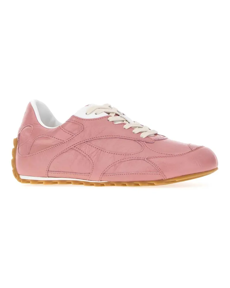 Bottega Veneta Women's Pink Leather Orbit Flash Sneakers Camelia Pink