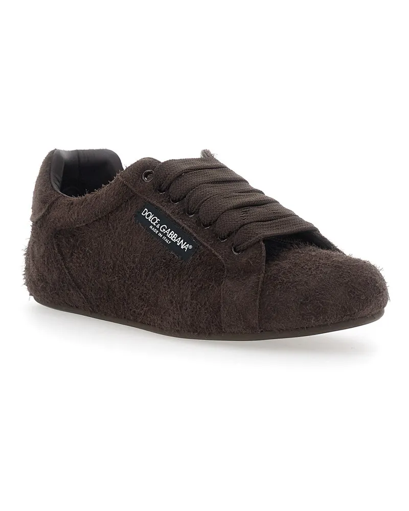 Dolce & Gabbana Men's Sneakers Portofino Brown Suede Trainers Brown