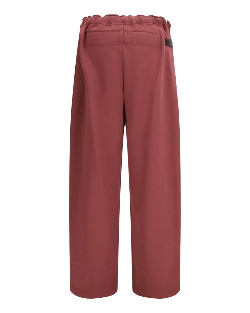 Magliano Men's Buckle-Belt Track Pants Red Cotton Trousers Red