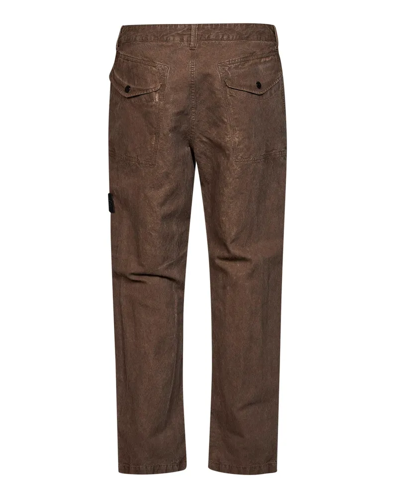 Stone Island Men's Trousers Straight-Leg Corduroy Brown Cotton Brown