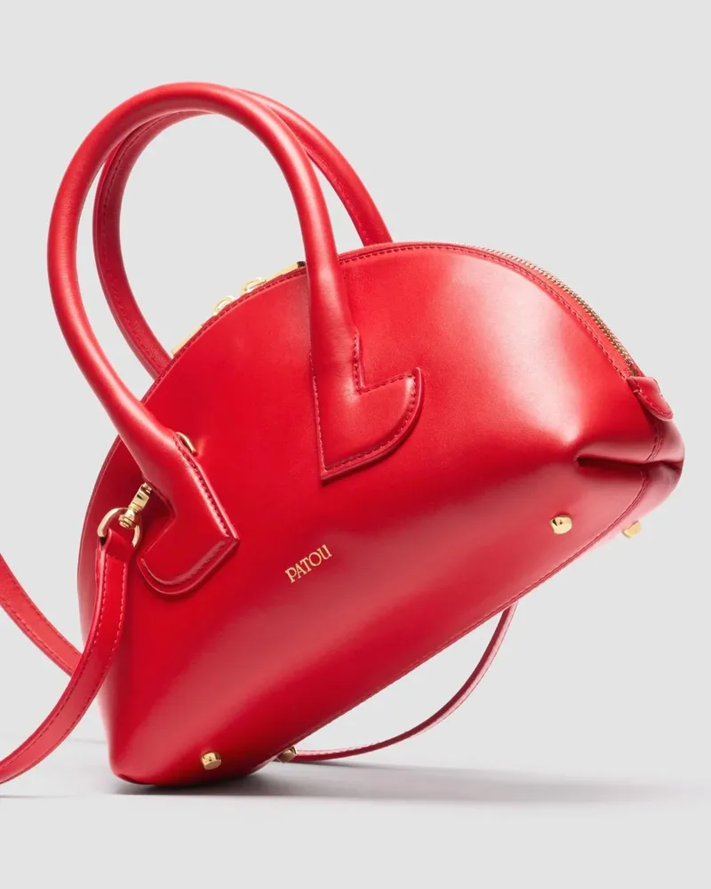 Patou Smooth Calf Leather Bowling Bag — Red Red
