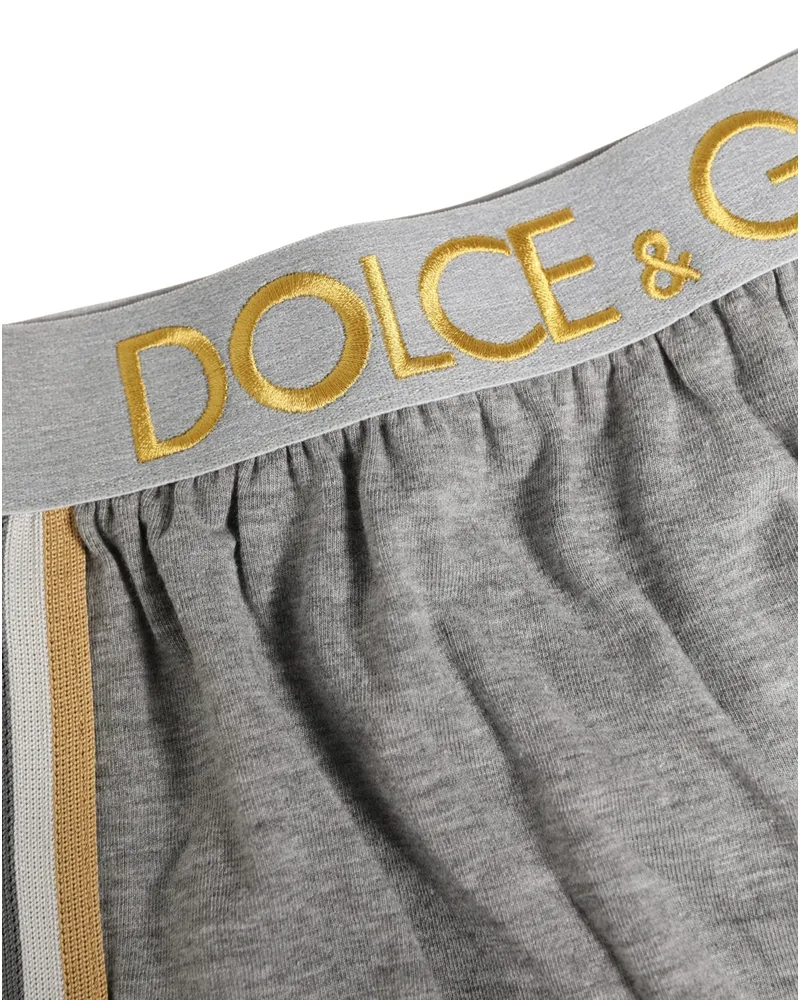 Dolce & Gabbana Gray Logo Waistband Cotton Men Boxer Underwear Elastane Clothing Gray