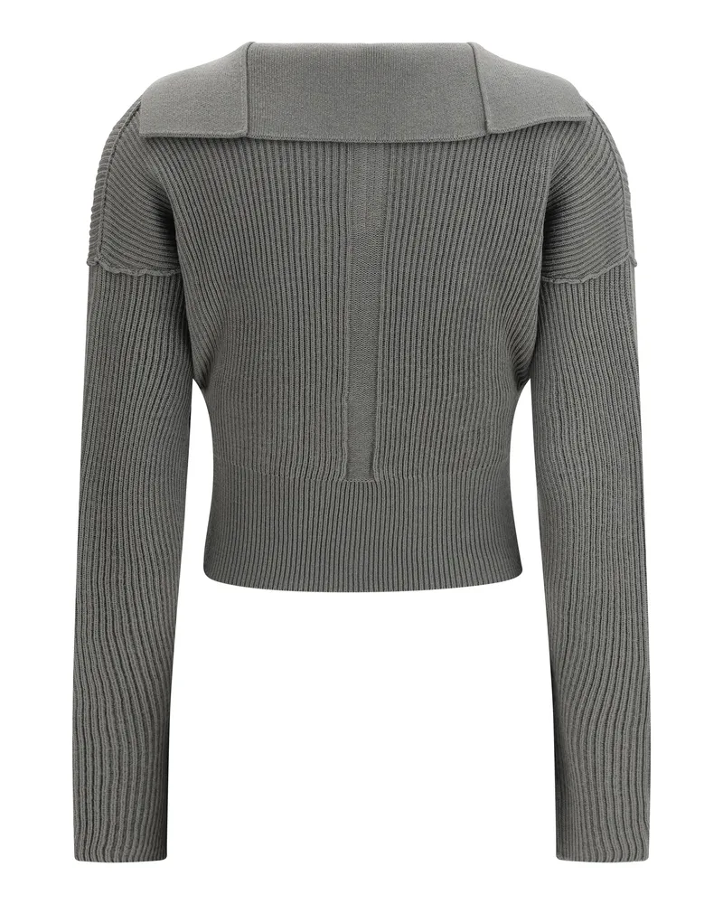 Rick Owens Women's Euca Virgin Wool Sweater With V Neck Fleece Ovis Aries Gray