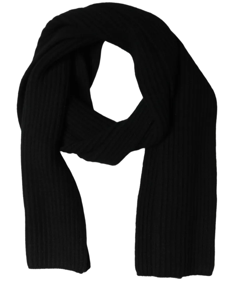Dolce & Gabbana Ribbed Virgin Wool Scarf — Black Black