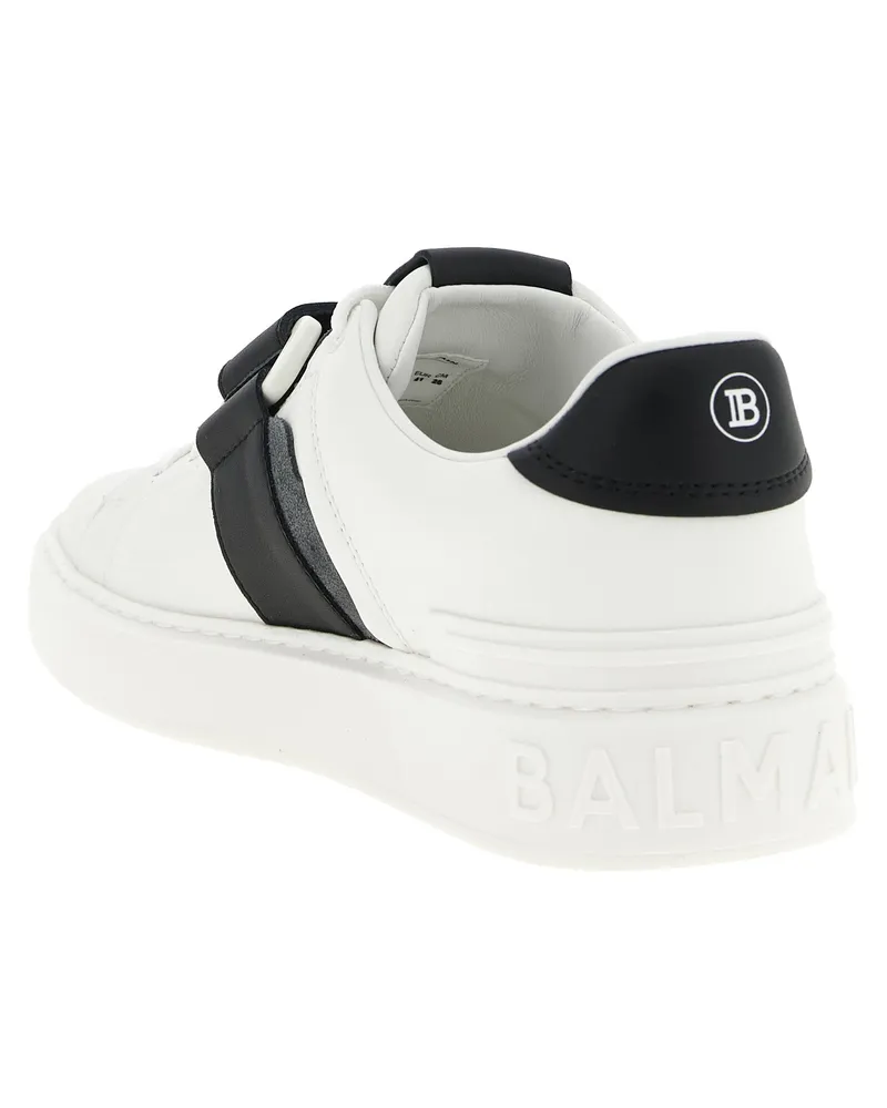 Balmain Men's Bicolor Calfskin Low Top Sneakers White