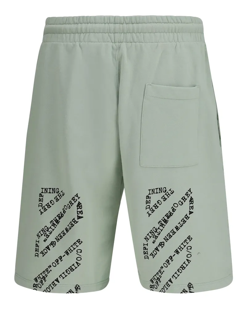 OFF-WHITE Men's Type Machine Arrow Skate Sweat Shorts With Front Logo Fade Out Mint Cotton Bermuda Green