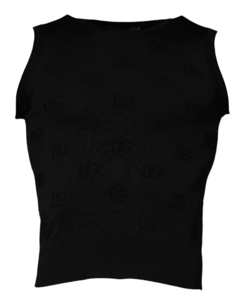 Dolce & Gabbana Silk Round Neck Tank Top — Black Black