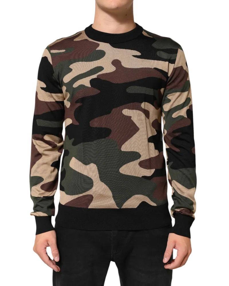 Dolce & Gabbana Men's Multicolor Camouflage Sweater Multicolor