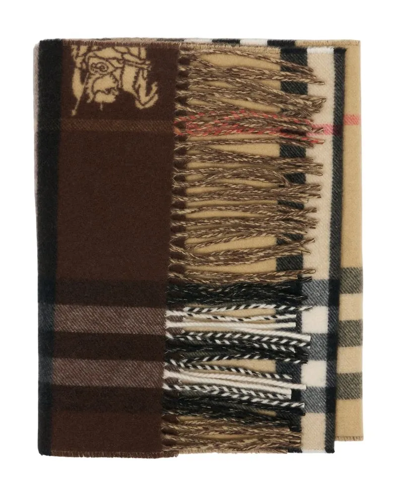 Burberry Check Cashmere Scarf — Brown Brown