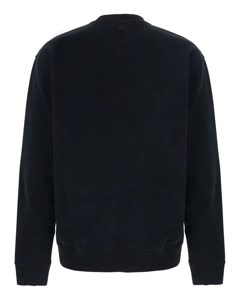 AMI Paris Men's Sweatshirt Ami De Coeur Black Cotton Sweatshirts Sweater Black