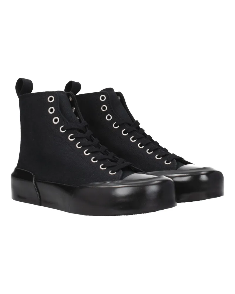 Jil Sander Women's Black Fabric High Top Sneakers Black