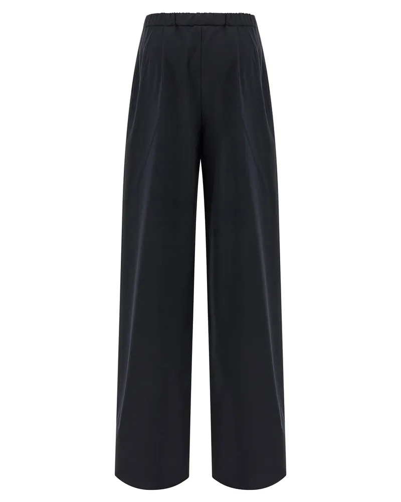 Max Mara Wool Wide-Leg Trousers — Black Black