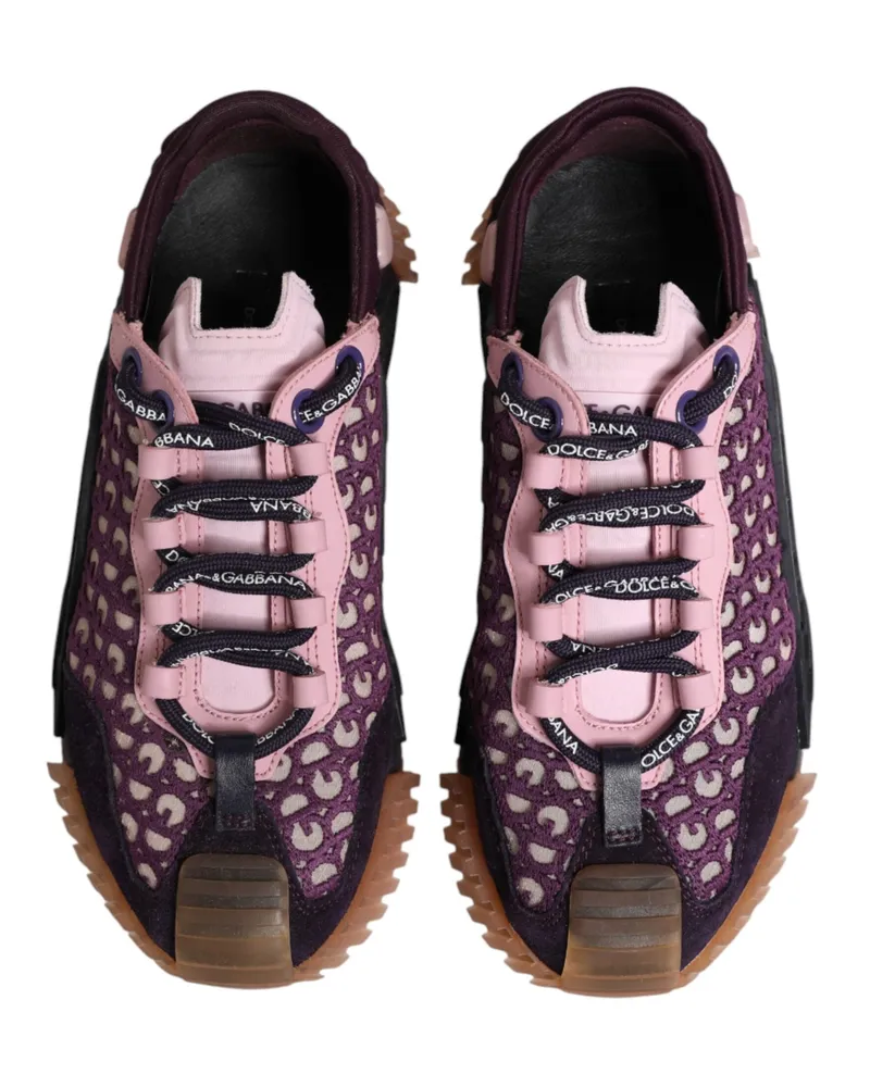 Dolce & Gabbana Women's Multicolor Logo Low Top Ns1 Sneakers Shoes 02+gl+ny+pa+pu+pvc+40lf Purple