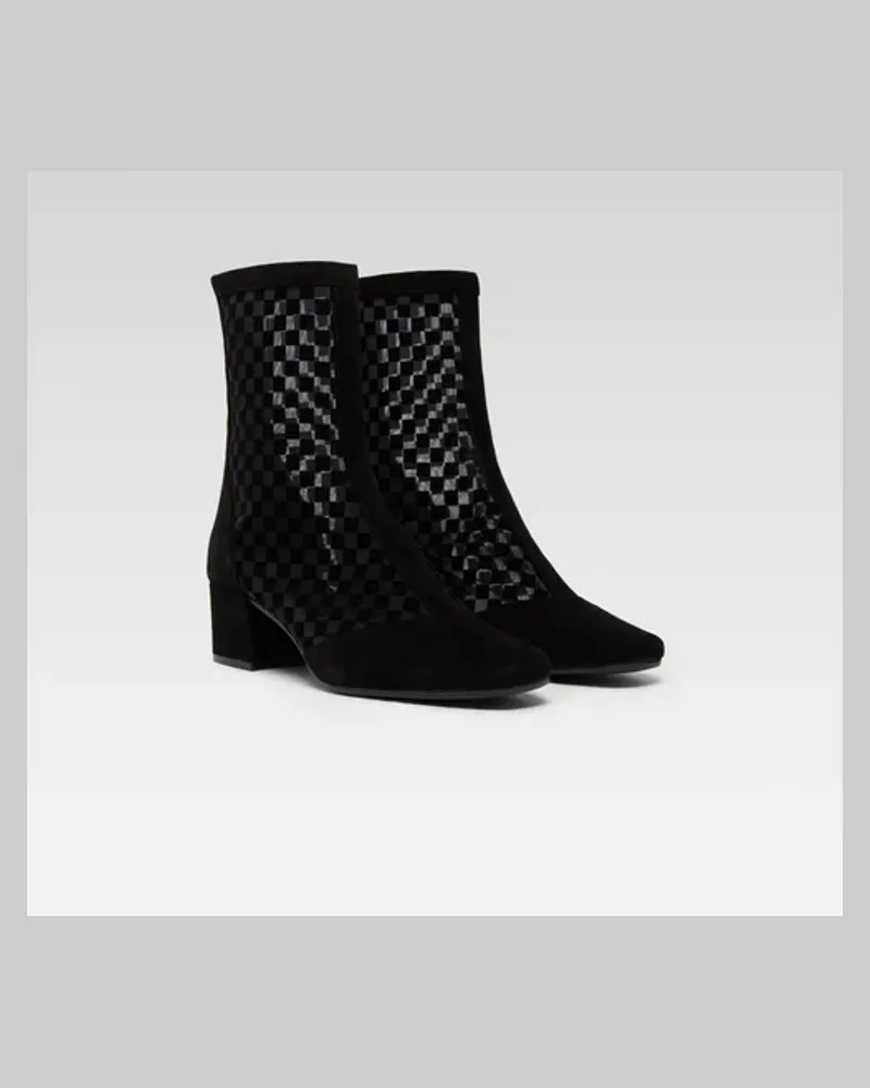 Carel Mesh-Panel Ankle Boots — Black Black