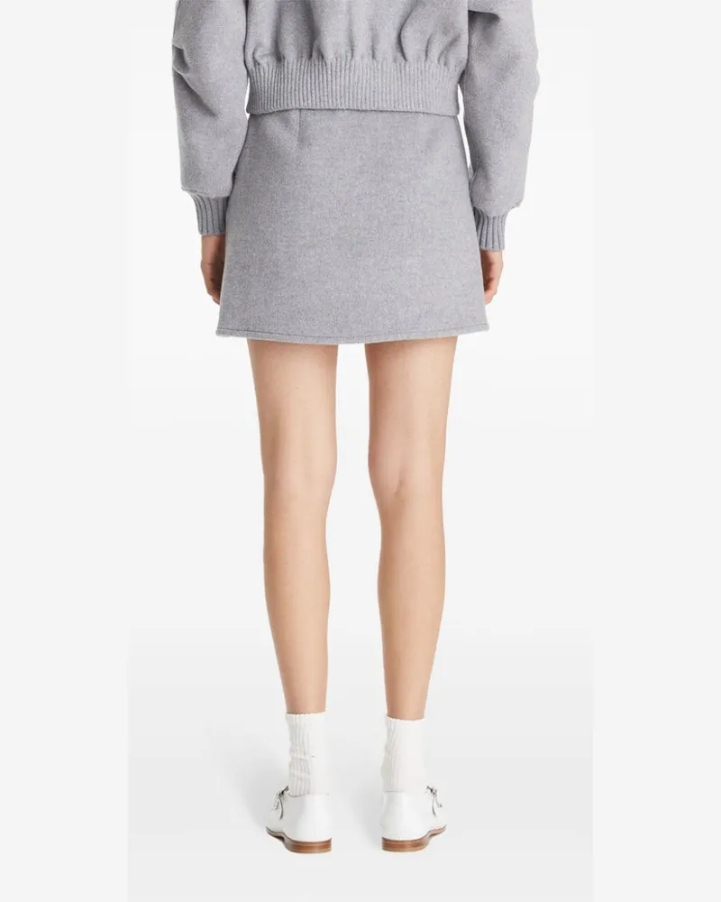 Tory Burch Wool Faux-Wrap Mini Skirt — grey Grey