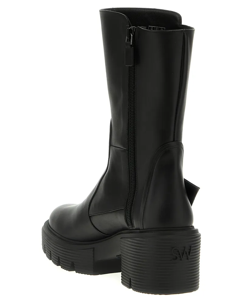 Stuart Weitzman Women's Black Calfskin Ankle Boots Black