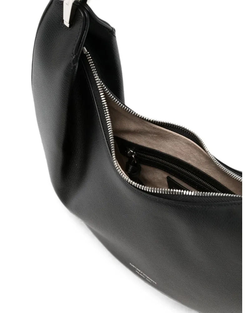 Emporio Armani Leather Crescent Shoulder Bag — Black Black