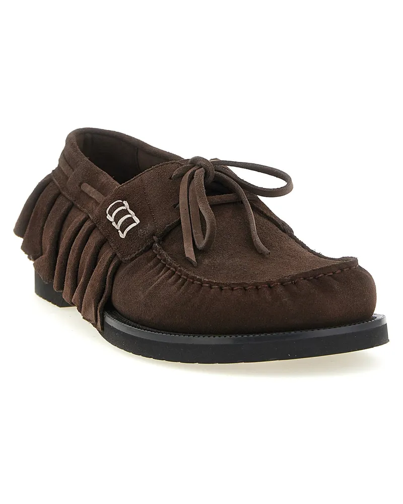 J.W.Anderson Suede Ruffle Loafer — Brown Brown