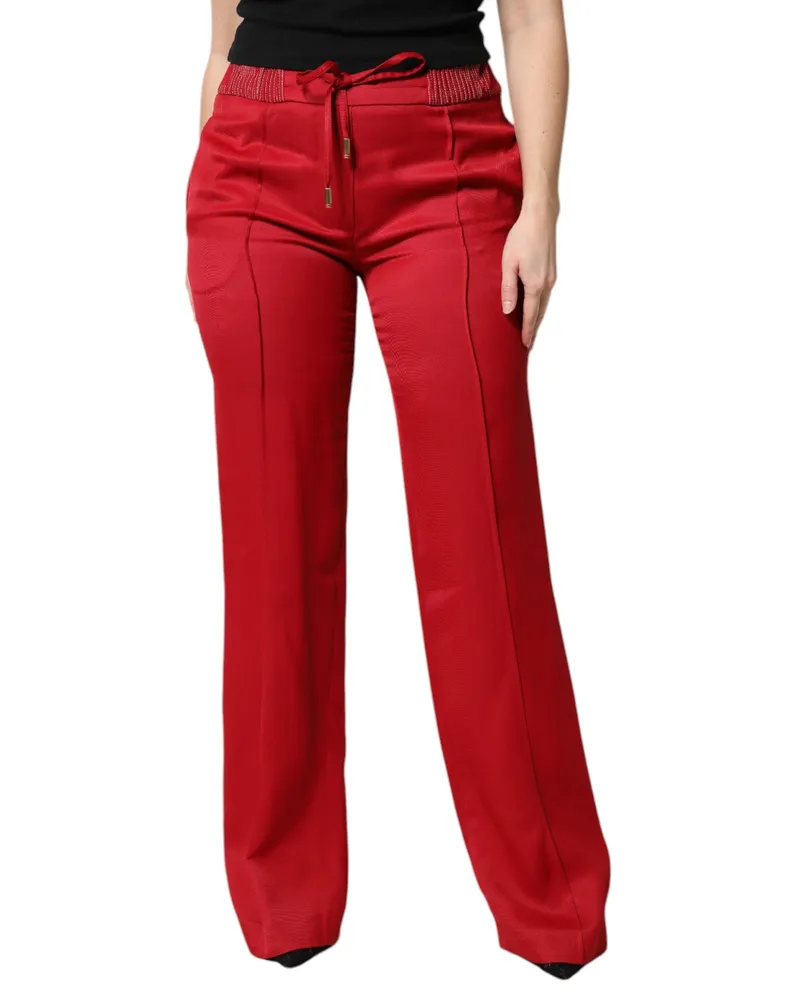 Dolce & Gabbana Women's Red Viscose Straight Fit Pants Red