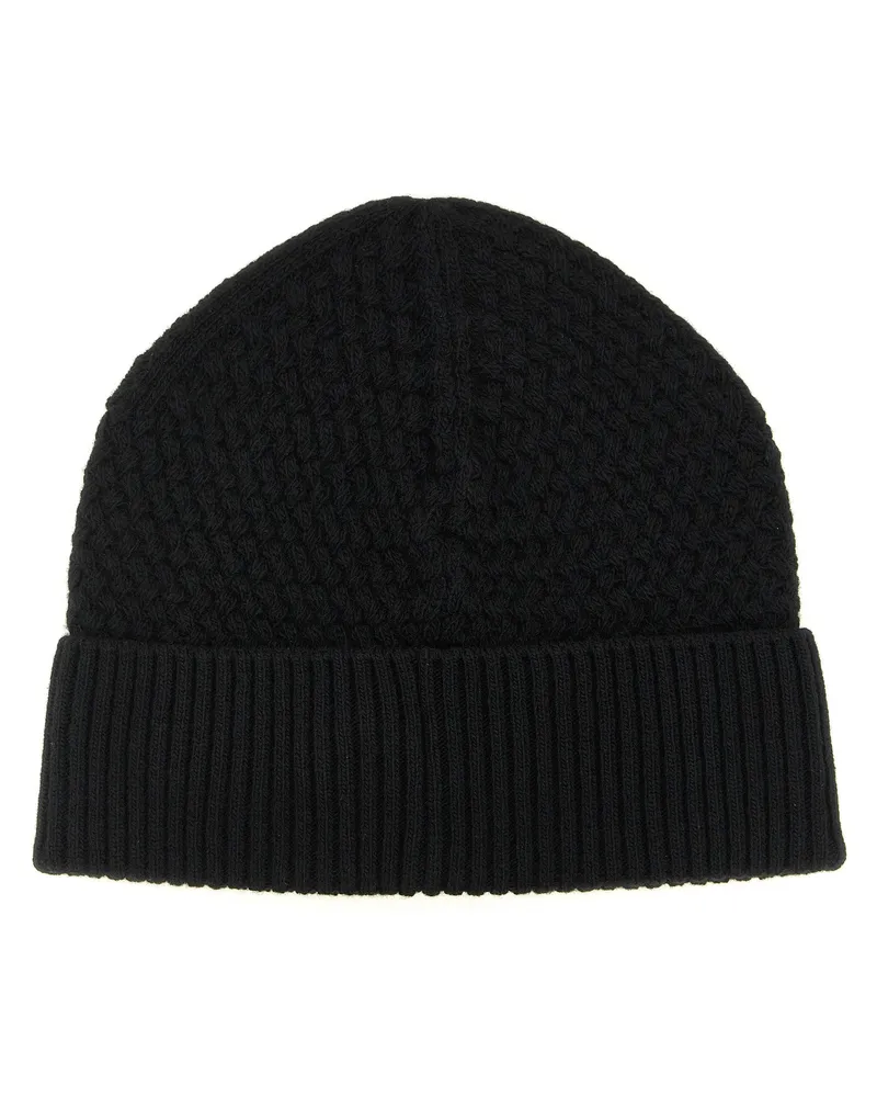 Moncler Men's Black Leather Beanie Accessory Black