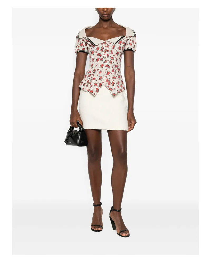 Alessandra Rich Ivory Bouclé Knit Skirt — Beige Beige