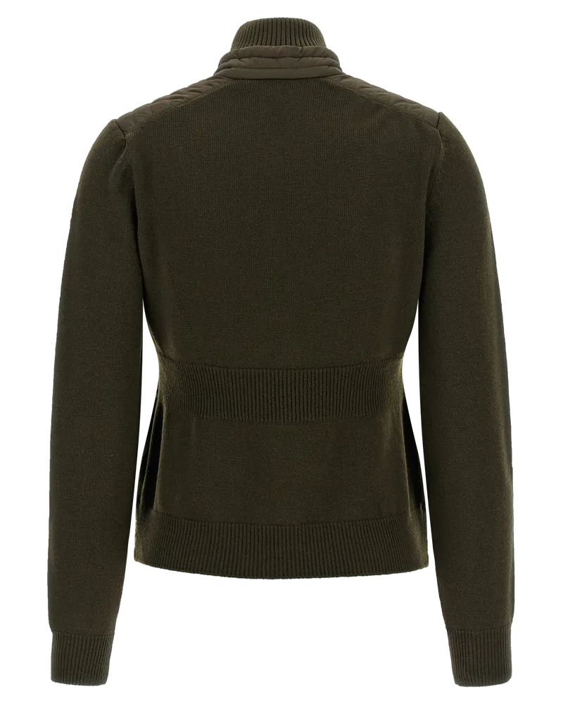 Moncler Bicolor Quilted Hybrid Down Jacket — Green Green