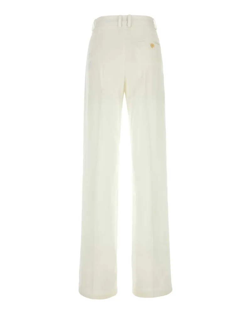 Stella McCartney Women's White Viscose Wide-Leg Pant Cream T: Pantaloni Trousers Cream