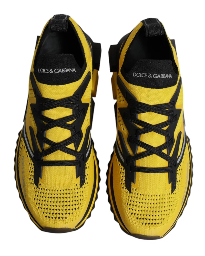 Dolce & Gabbana Men's Yellow Sorrento Sport Stretch Sneakers Shoes Polyester Viscose Yellow