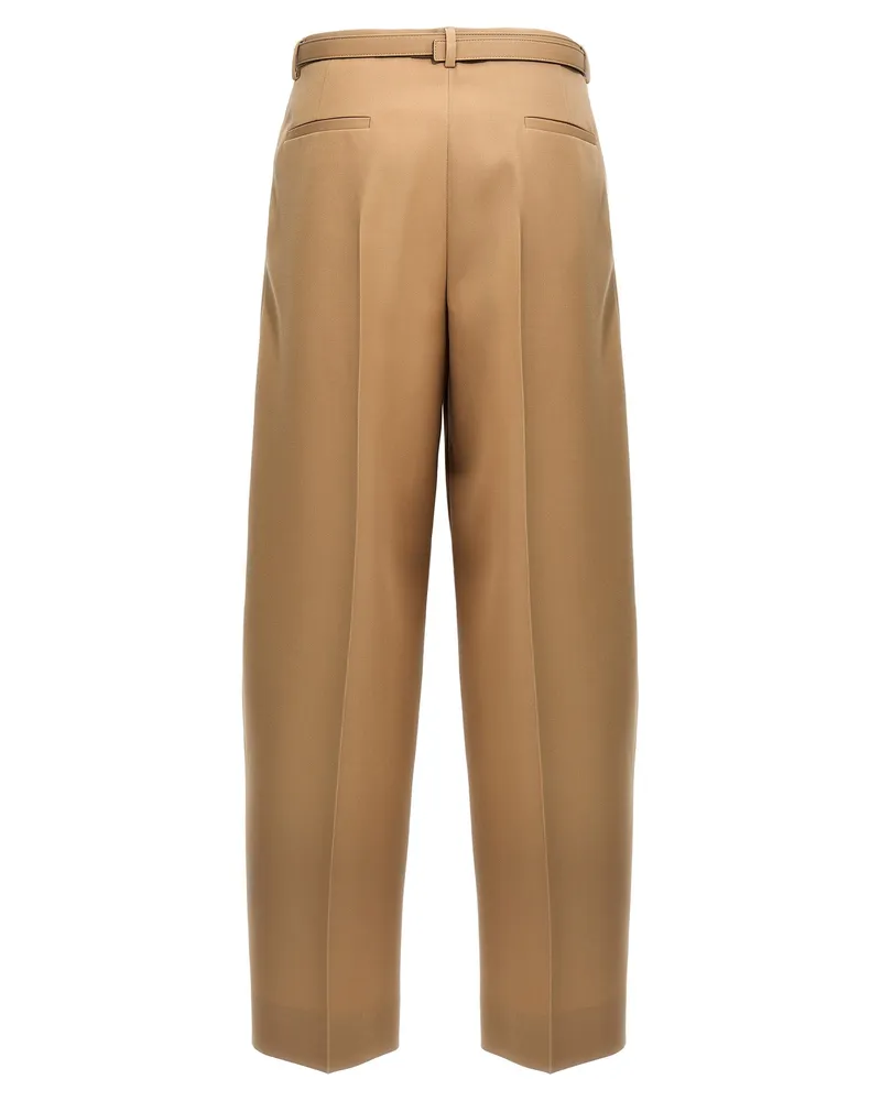Jil Sander Wool Gabardine with Removable Belt Trousers — Camel Camel