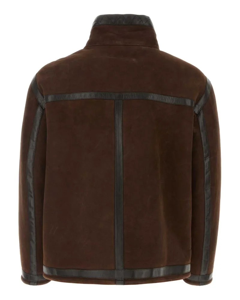 Fendi Men's Chocolate Suede Jacket Brown Exterior: Agnello Giacche Pelle In Brown