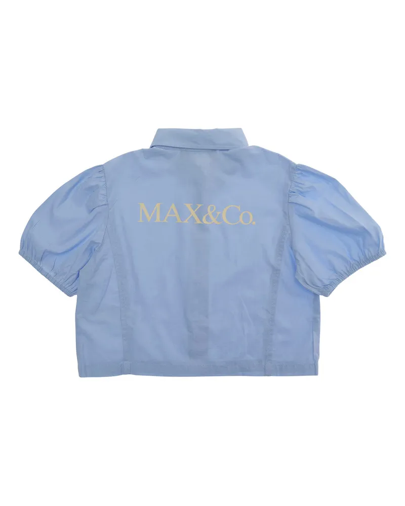 MAX&Co. Girls' Shirt Light Blue Cotton Blouses And Blue