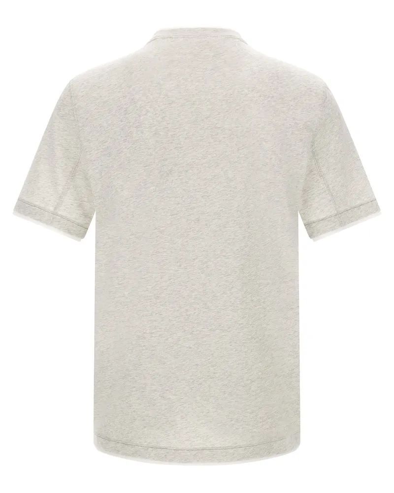 Brunello Cucinelli Men Gray Cotton T-Shirt Gray