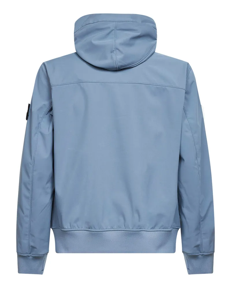 Stone Island Men's Hooded Soft Shell-R Jacket Light Blue Polyurethane Parkas Coat Blue